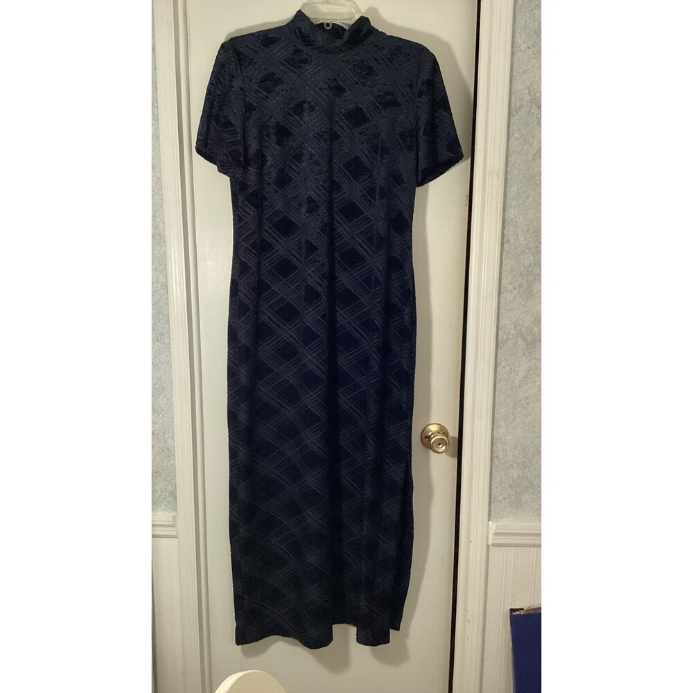 Vintage Small 1990s Donna Ricco New York Burnout Plaid Maxi Dress Whimsigoth